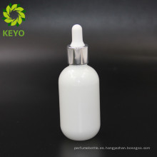 Botella cosmética del dropper de cristal del aceite esencial cosmético blanco vacío 50ml con el cuentagotas de goma de plata